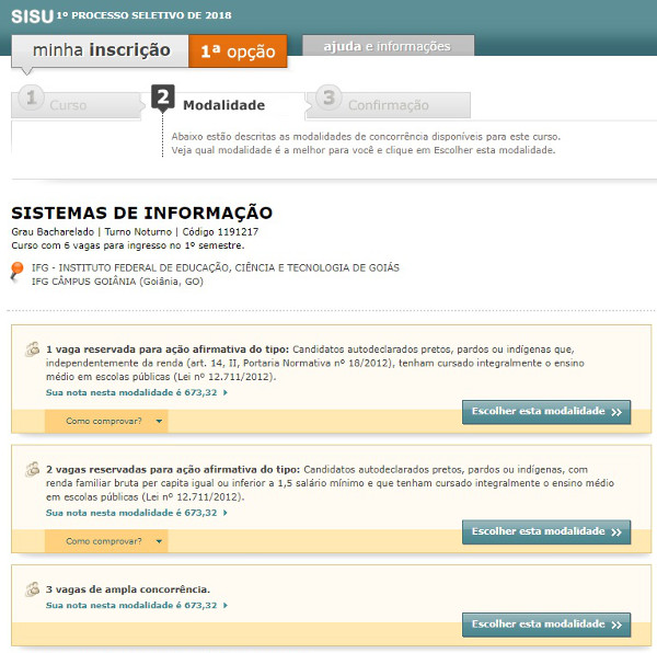 Site do Sisu - Inscrições, Notas, Resultados