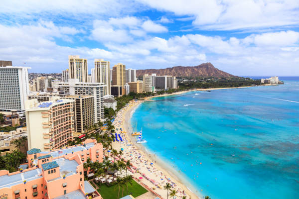 Honolulu é a cidade havaiana conhecida pelas suas belas praias. 