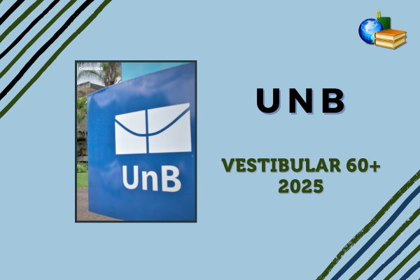 Campus da Cederj com fundo no degradê azul e verde. Texto na imagem: "CEDERJ VESTIBULAR 2025"