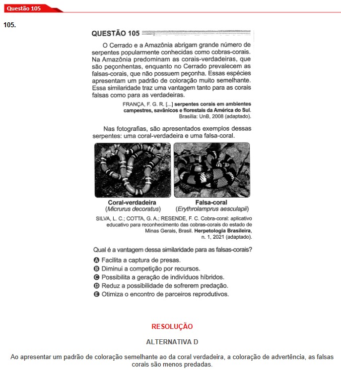 Questão 105 prova cinza Enem 2024