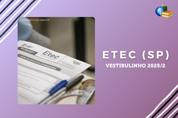 Estudante sorri. Texto na imagem: Etecs 2025